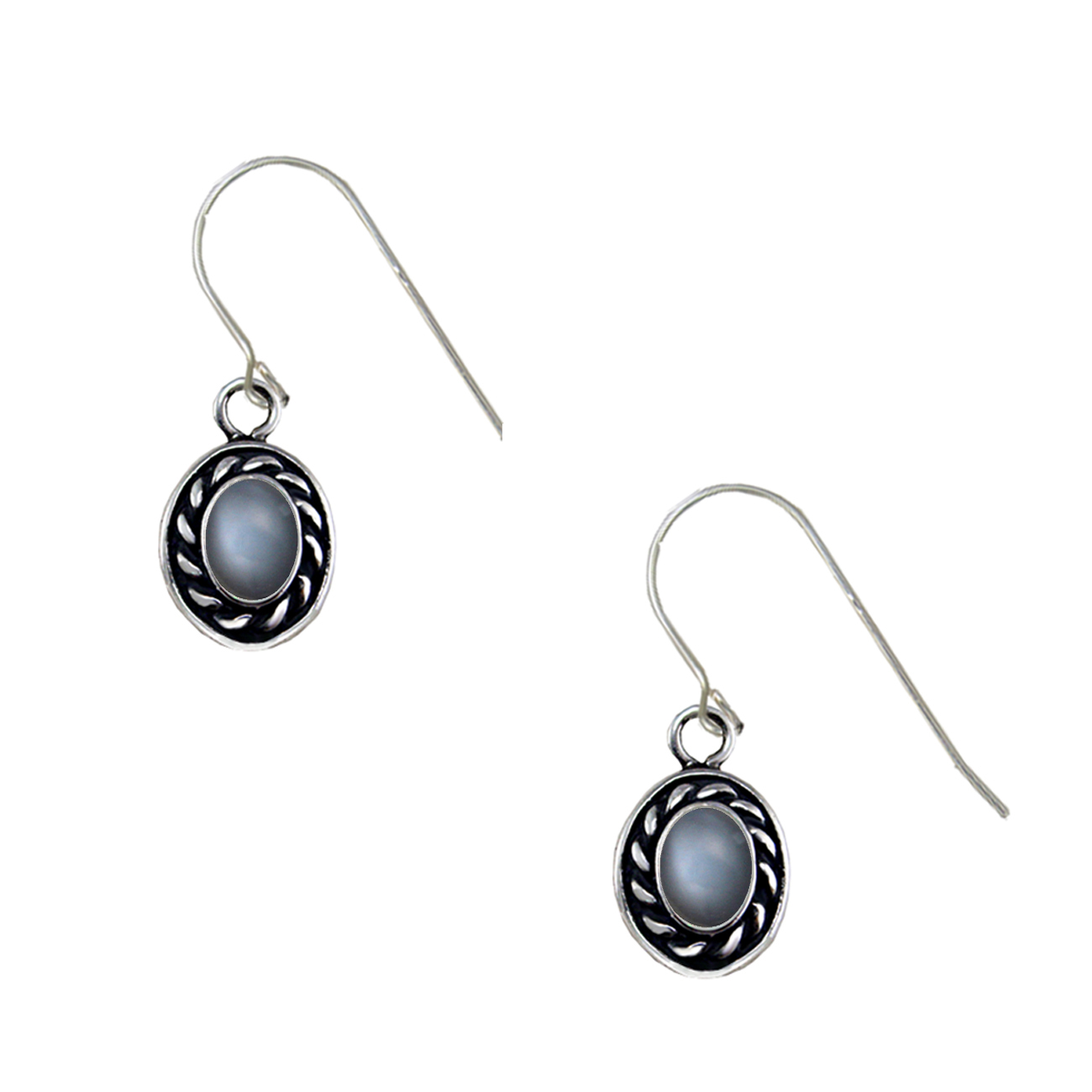 Sterling Silver Little Grey Moonstone Gemstone Drop Dangle Earrings